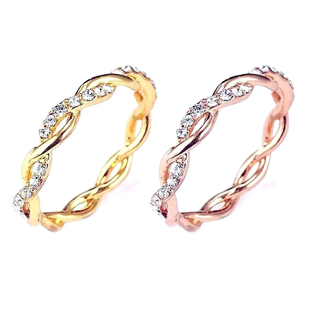 NEW 14k Gold Plated S925‎ Simulated Diamond Eternity Stacking Band Ring, Size 7